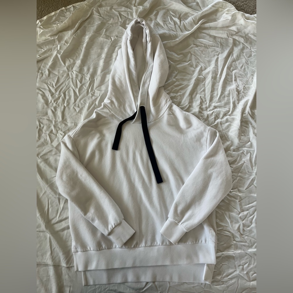 Cuyana White Hoodie with Black Accents